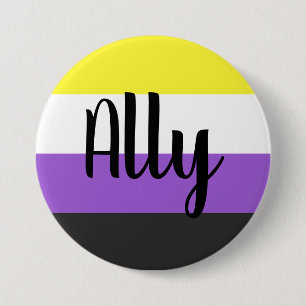 Badge Rond 7,6 Cm Indicateur Ally non binaire