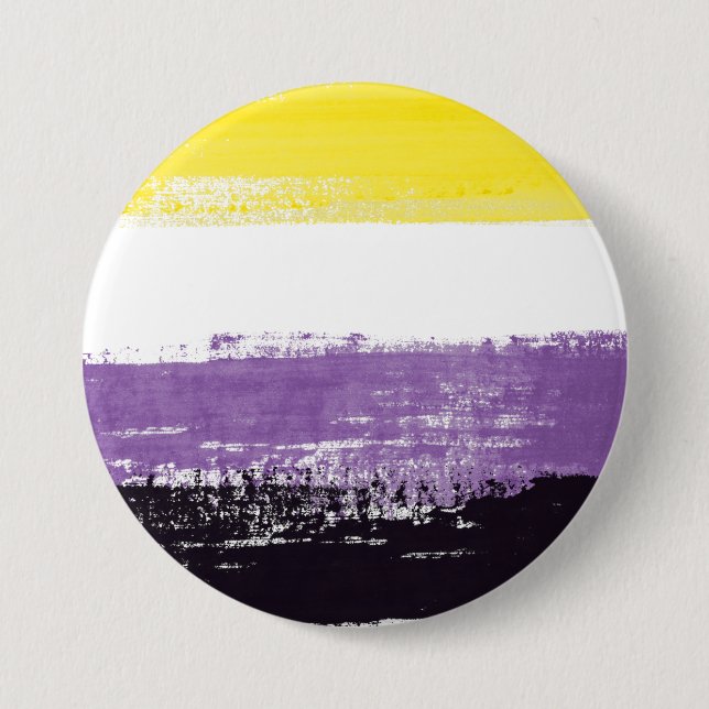 Badge Rond 7,6 Cm Indicateur de fierté non binaire peint (Devant)