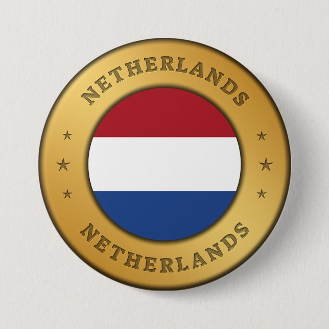 Badge Rond 7,6 Cm Indicateur Pays-Bas (Devant)