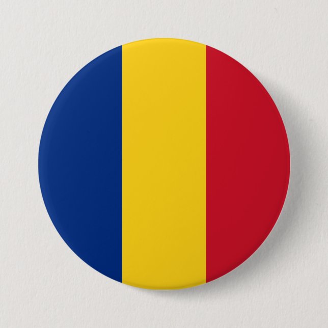 Badge Rond 7,6 Cm Indicateur Roumanie (Devant)