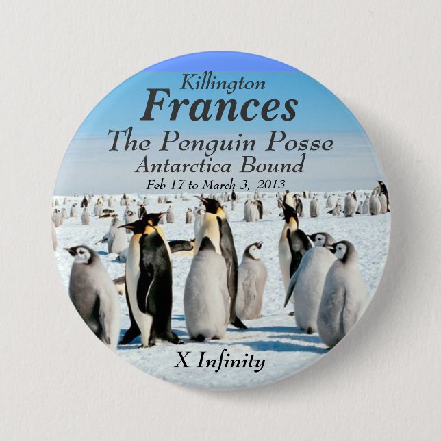 Badge Rond 7,6 Cm Infini l'Antarctique bande de pingouin en février (Devant)