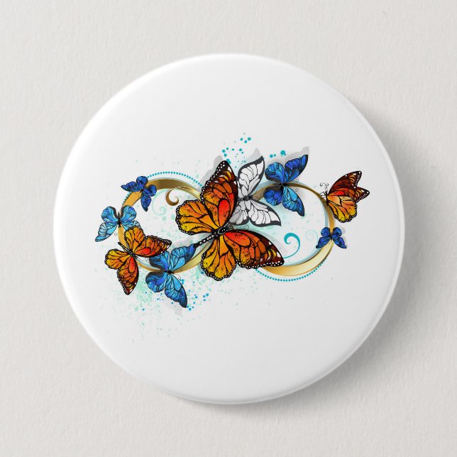 Badge Rond 7,6 Cm Infinité de papillons monarques (Devant)
