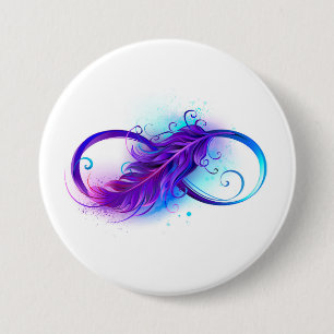 Badge Rond 7,6 Cm Infinity with purple feather