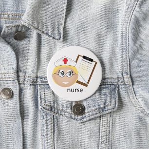 Badge Rond 7,6 Cm Infirmière avec Clipboard Médical et Thermomètre