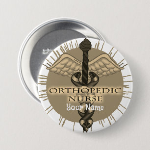Badge Rond 7,6 Cm Infirmière orthopédique épingle Caduceus