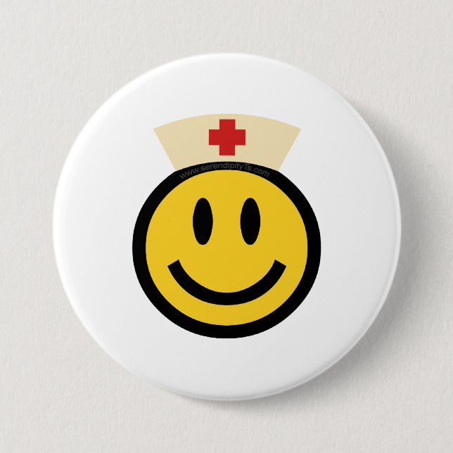 Badge Rond 7,6 Cm Infirmière Sourire (Devant)