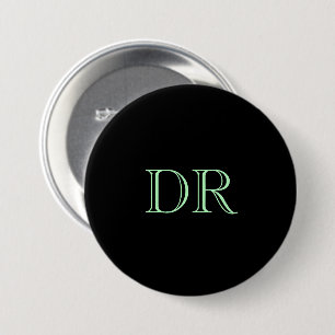 Badge Rond 7,6 Cm Initiales personnalisées en vert noir minimaliste