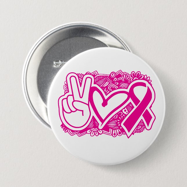 Badge Rond 7,6 Cm Insigne - Rose octobre (Devant & derrière)