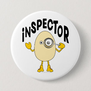 Badge Rond 7,6 Cm Inspecteur Egghead Texte