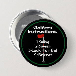 Badge Rond 7,6 Cm Instructions Golfers Humour