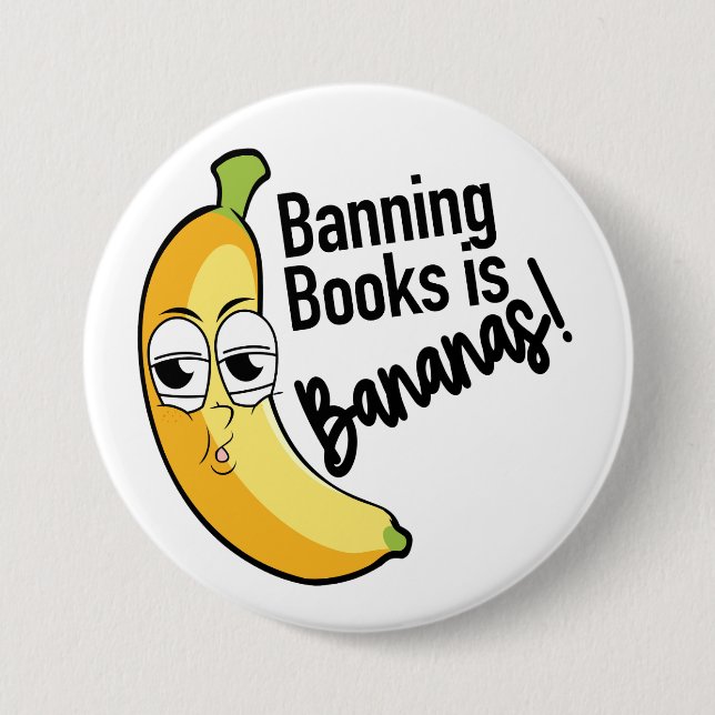 Badge Rond 7,6 Cm Interdiction des livres de bananes (Devant)