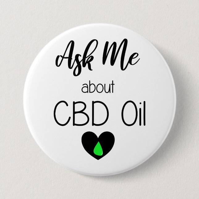 Badge Rond 7,6 Cm Interrogez-moi au sujet de l'huile de CBD - vente (Devant)