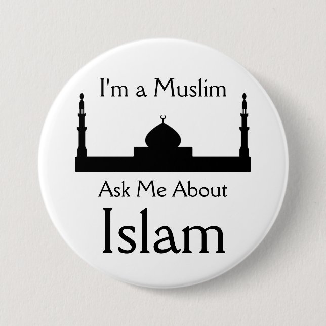 Badge Rond 7,6 Cm Interrogez-moi au sujet de l'Islam (Devant)