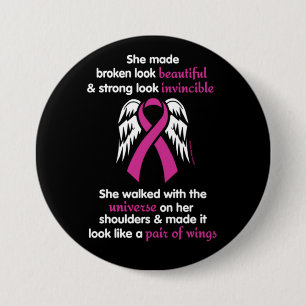 Badge Rond 7,6 Cm Invincible/Son...Cancer du sein