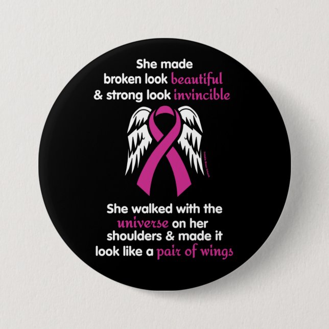 Badge Rond 7,6 Cm Invincible/Son...Cancer du sein (Devant)