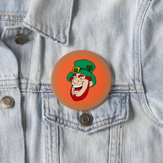 Badge Rond 7,6 Cm Irish Leprechaun (En situation)