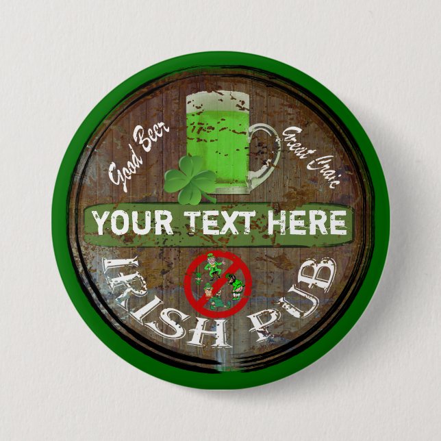 Badge Rond 7,6 Cm Irish pub (Devant)