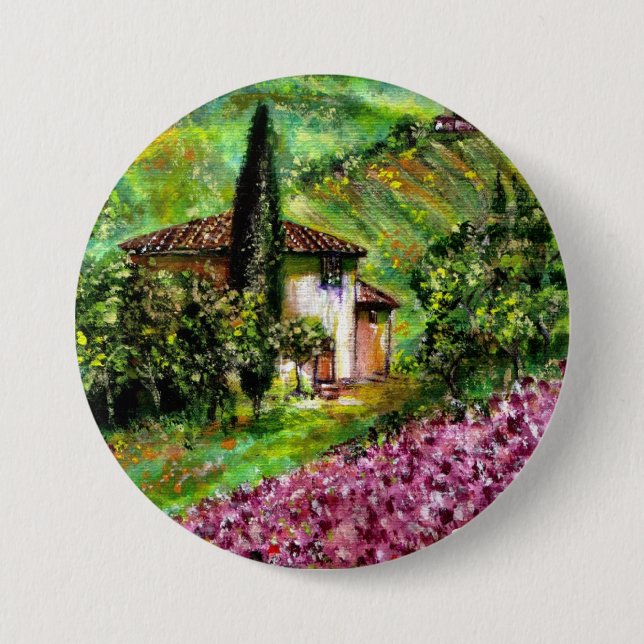 BADGE ROND 7,6 CM IRLANDE DANS LE PAYSAGE VERT TOSCANE (Devant)