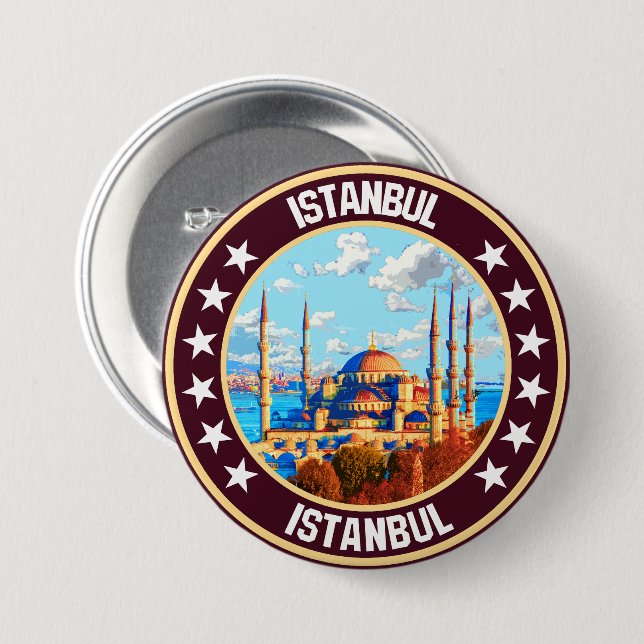 Badge Rond 7,6 Cm Istanbul (Devant & derrière)