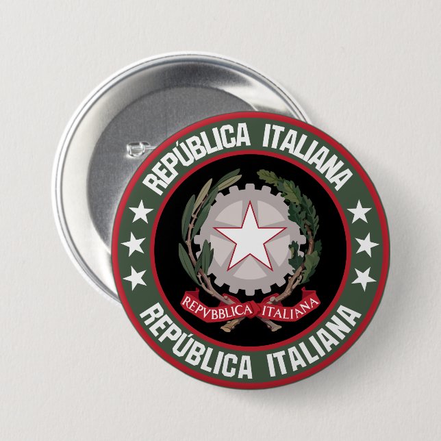 Badge Rond 7,6 Cm Italie (Devant & derrière)
