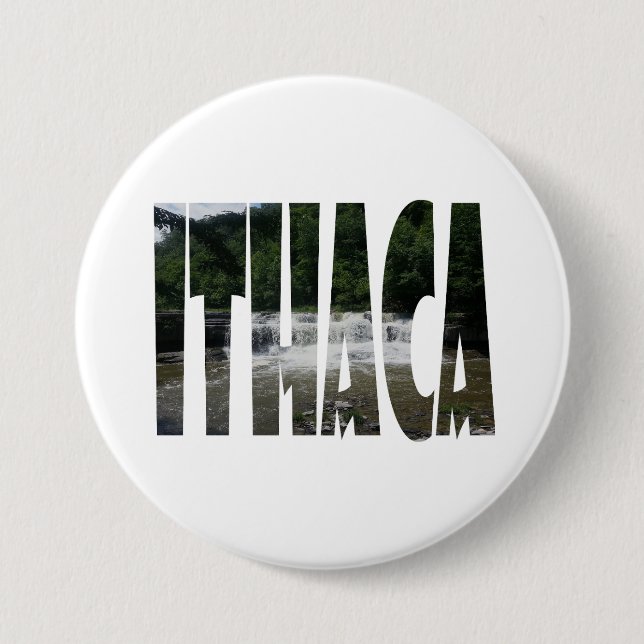 Badge Rond 7,6 Cm Ithaca est Gorges (Devant)