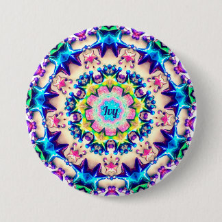Badge Rond 7,6 Cm IVY ~ Birthday Star Pattern Personalized ~