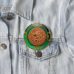 Badge Rond 7,6 Cm Jade Nouvel An chinois du Dragon