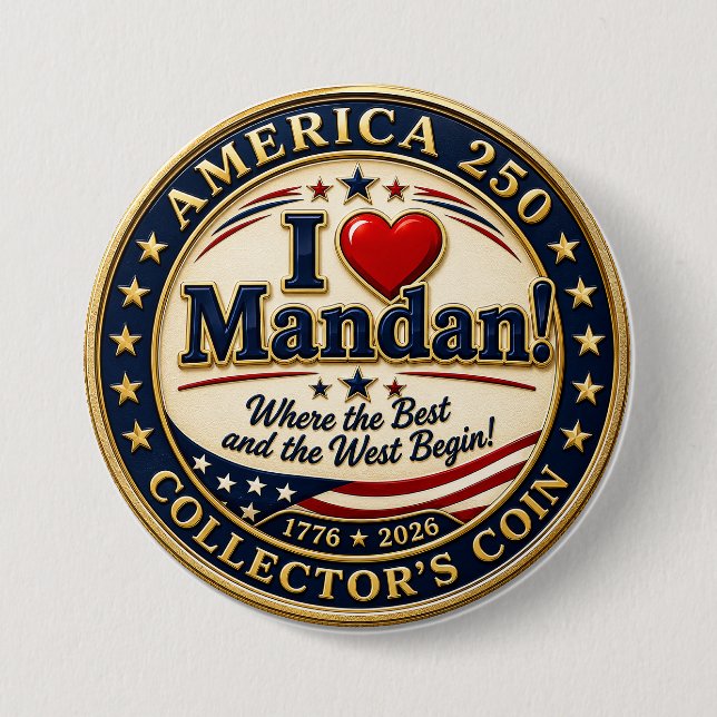 Badge Rond 7,6 Cm J'ADORE le bouton Mandan (Devant)