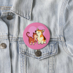 Badge Rond 7,6 Cm J'adore mon animal de compagnie   Chat et Amoureux