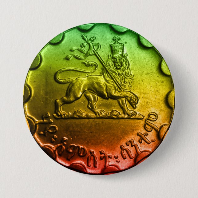 Badge Rond 7,6 Cm Jah Rastafari Lion de Juda Pins (Devant)