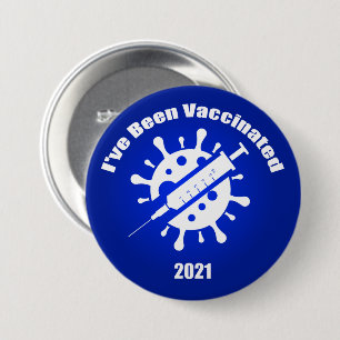 Badge Rond 7,6 Cm J'ai été vacciné bleu