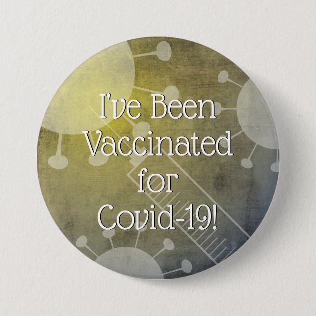 Badge Rond 7,6 Cm J'ai été vacciné contre le Covid-19, Grunge Jaune (Devant)