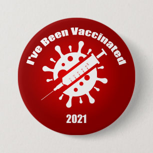 Badge Rond 7,6 Cm J'ai été vacciné rouge