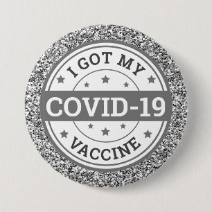 Badge Rond 7,6 Cm J'ai eu mon vaccin contre la Covid-19 Paillettes g