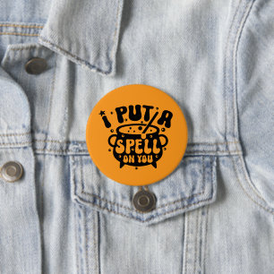 Badge Rond 7,6 Cm J'ai Jeté un Sortilège sur Toi - Halloween Noir et