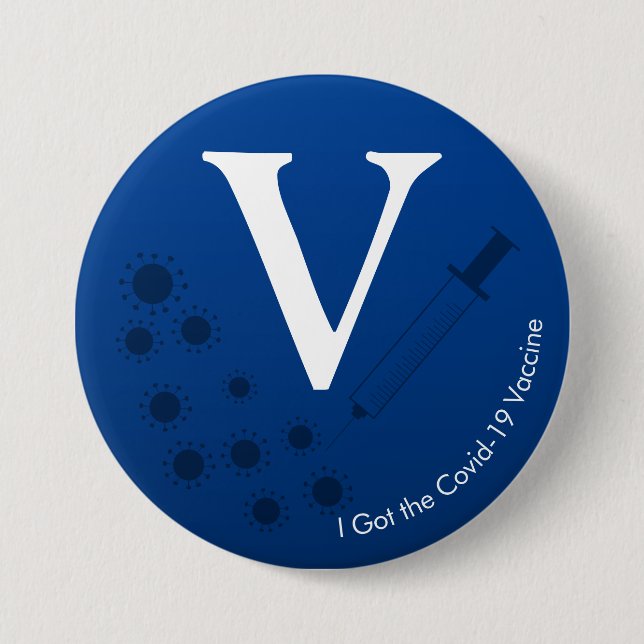 Badge Rond 7,6 Cm J'ai le vaccin Covid-19 Dark Blue (Devant)