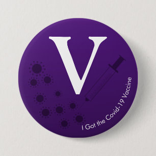 Badge Rond 7,6 Cm J'ai le vaccin Covid-19, noir pourpre