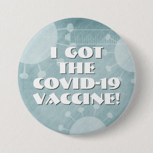 Badge Rond 7,6 Cm J'ai le vaccin Covid-19 Turquoise Striped Grunge