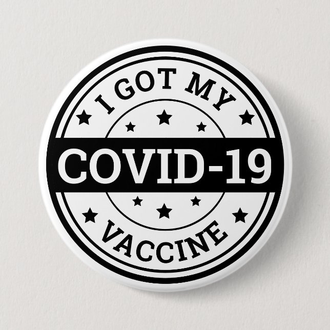 Badge Rond 7,6 Cm J'Ai Mon Vaccin Convid-19 (Devant)