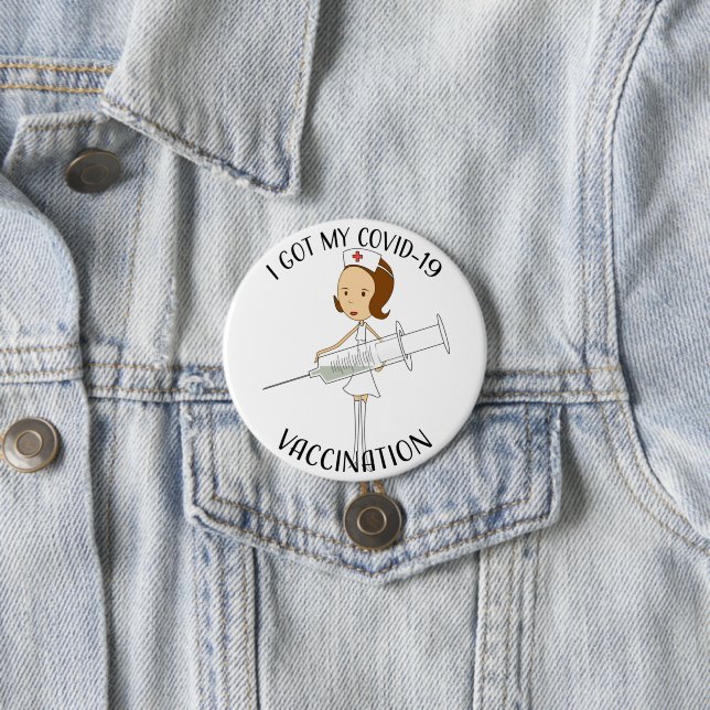 Badge Rond 7,6 Cm J'Ai Mon Vaccination Convid-19 (En situation)