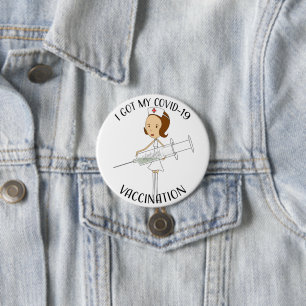 Badge Rond 7,6 Cm J'Ai Mon Vaccination Convid-19