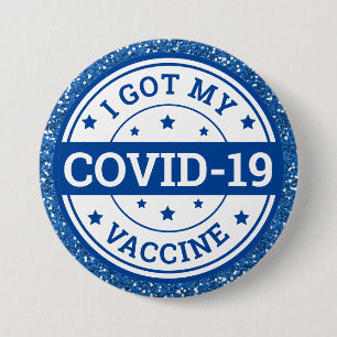 Badge Rond 7,6 Cm J'ai reçu mon vaccin contre la Covid-19 Paillettes