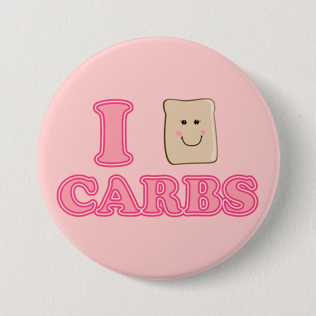 Badge Rond 7,6 Cm J'aime des glucides (Devant)