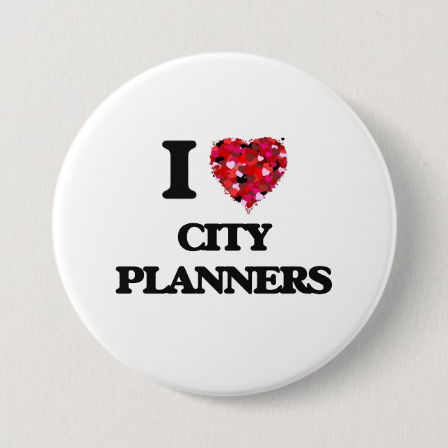 Badge Rond 7,6 Cm J'aime des planificateurs de ville (Devant)