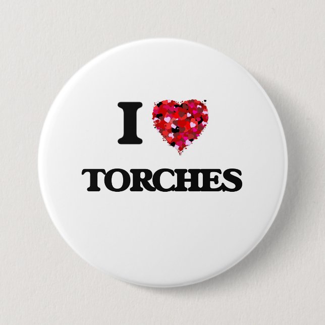 Badge Rond 7,6 Cm J'aime des torches (Devant)