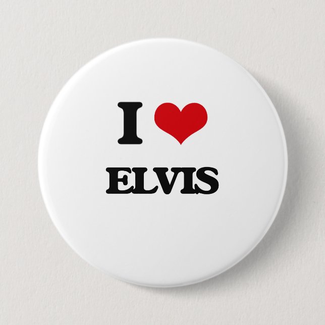 Badge Rond 7,6 Cm J'aime Elvis (Devant)