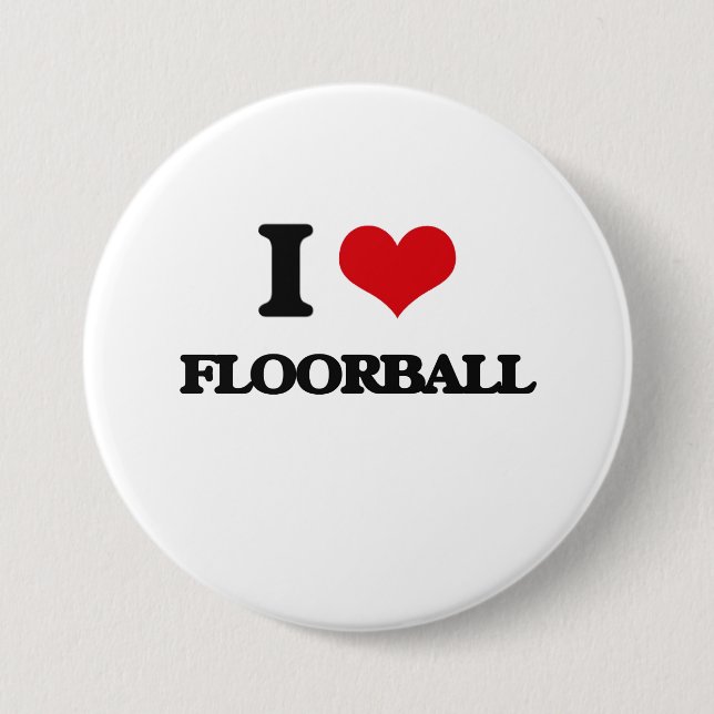 Badge Rond 7,6 Cm J'aime Floorball (Devant)