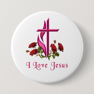 Badge Rond 7,6 Cm J'aime Jésus