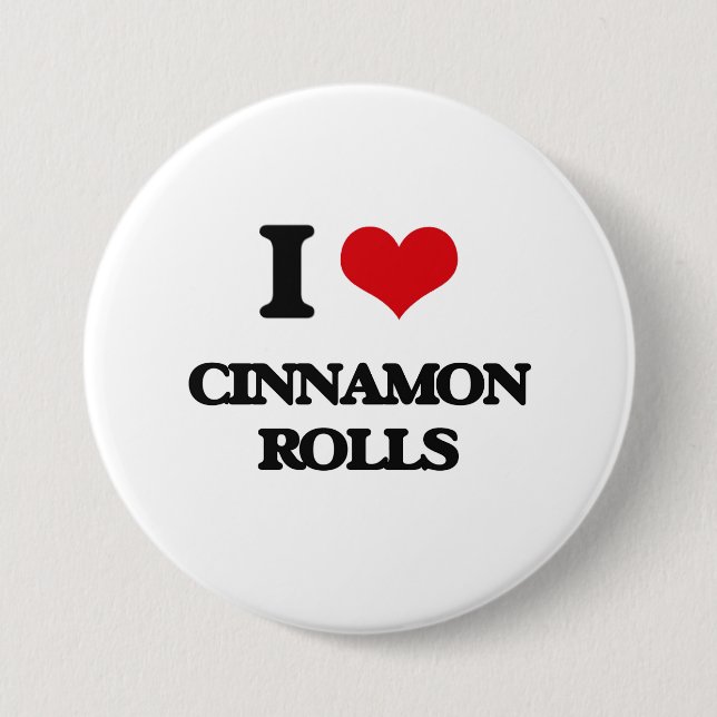 Badge Rond 7,6 Cm J'aime la cannelle Rolls (Devant)