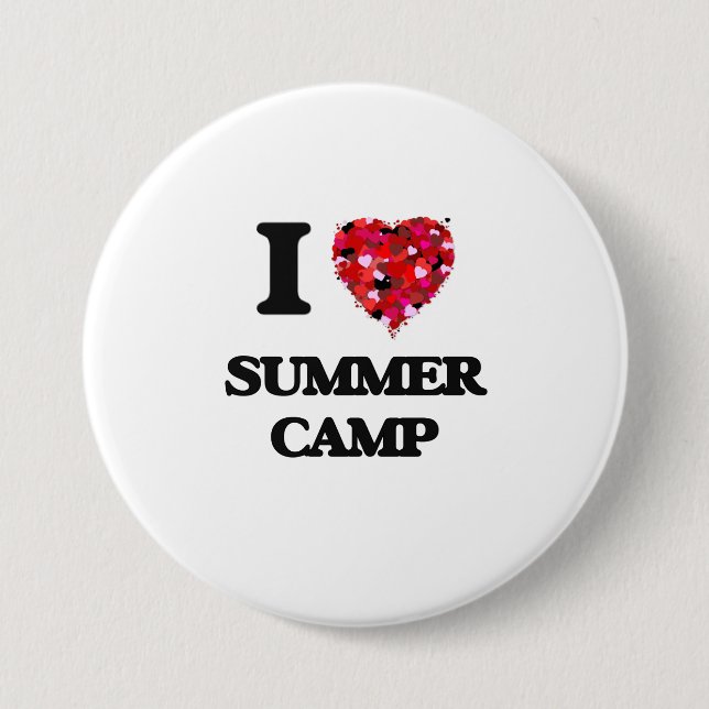 Badge Rond 7,6 Cm J'aime la colonie de vacances (Devant)